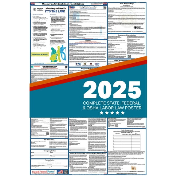 Missouri State and Federal Labor Law Poster 2025 , All In One | English-Paper
