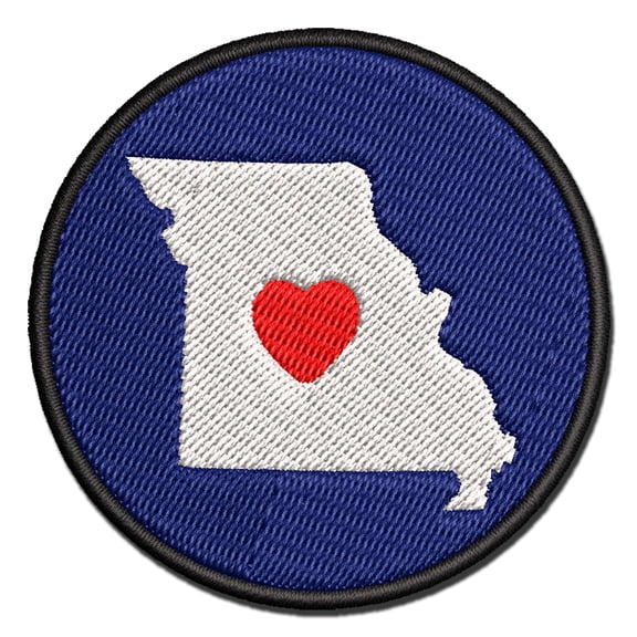 Missouri State with Heart Applique Multi-Color Embroidered Hook & Loop Patch - 3.5 Inch Large