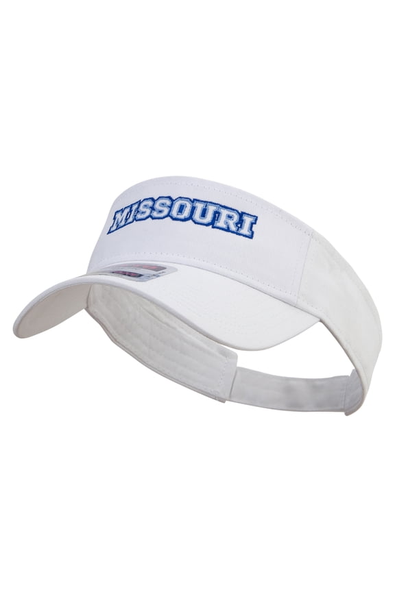 Missouri Typography Logo Embroidered Cotton Twill Sun Visor - White OSFM