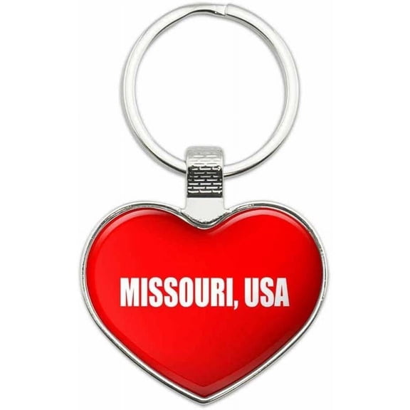 Missouri USA - State in USA Metal Heart Keychain Key Chain Ring, Red