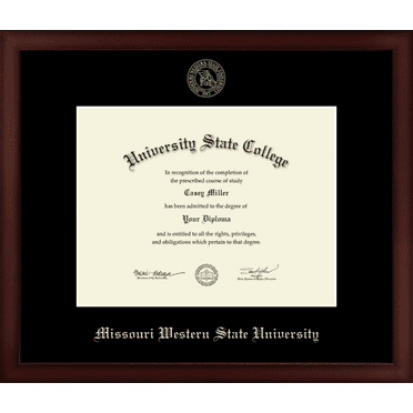 Missouri Western State University Diploma Frame, Document Size 11" x 8.5"