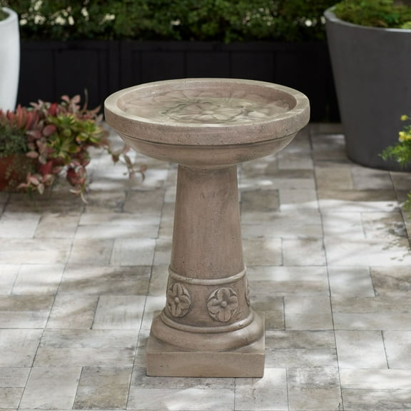 Missy Fleur 20 1/4" High Large Italian Outdoor Decor Cement Floor Fountain Bird Bath Outside Garden Patio Yard