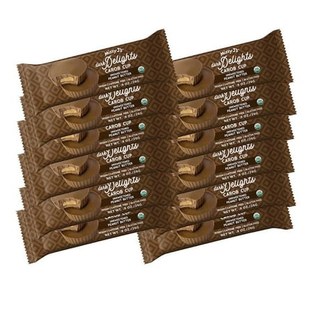 Missy J’s Carob Dark Delights Unsweetened Peanut Cup Vegan Chocolate Dairy-Free 9 oz 12 Pack