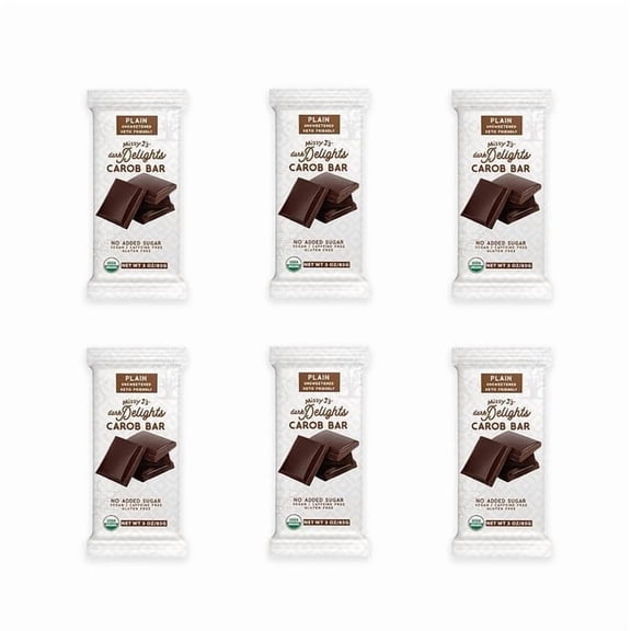 Missy Js Organic Carob Unsweetened Plain Candy Bar Chocolate Substitute Healthy 3oz 6 Pack