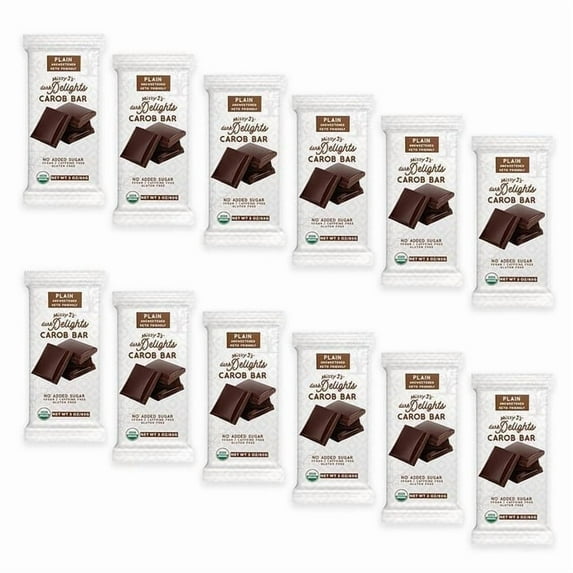 Missy J’s Organic Carob Unsweetened Plain Candy Bar Chocolate Substitute Healthy 3oz 12 Pack