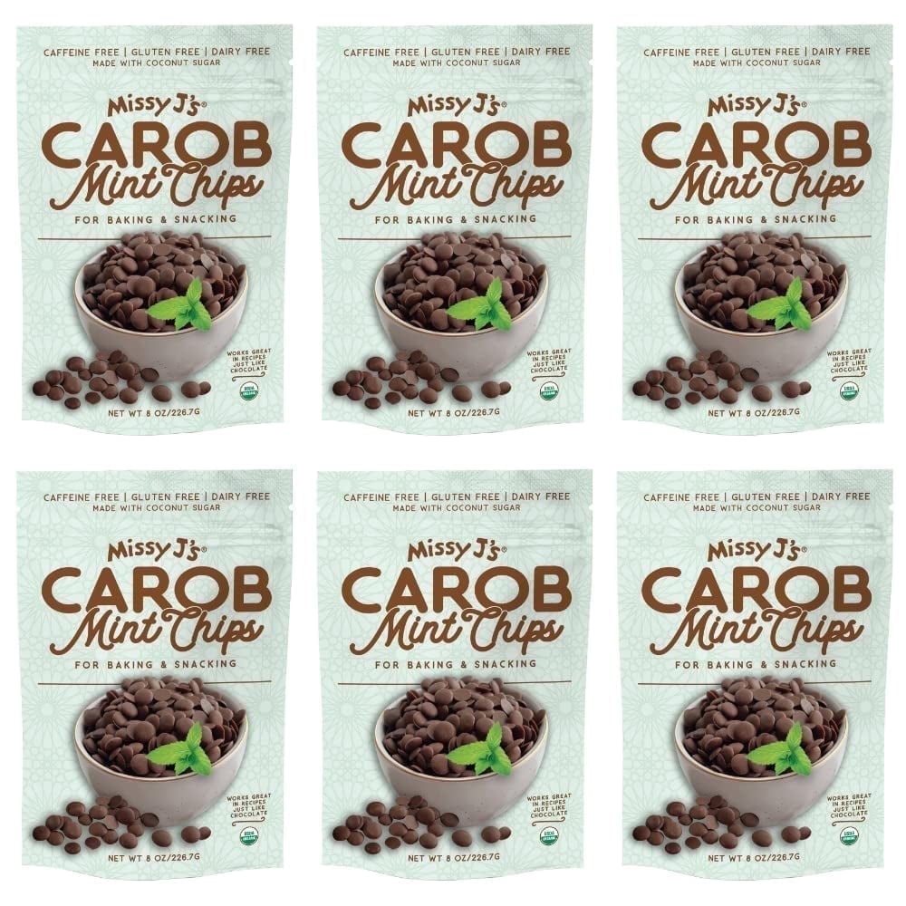 Missy J’s Organic Mint Carob Chips Gluten-Free Snacks Healthy Desserts for Baking & Snacking 6 Pack