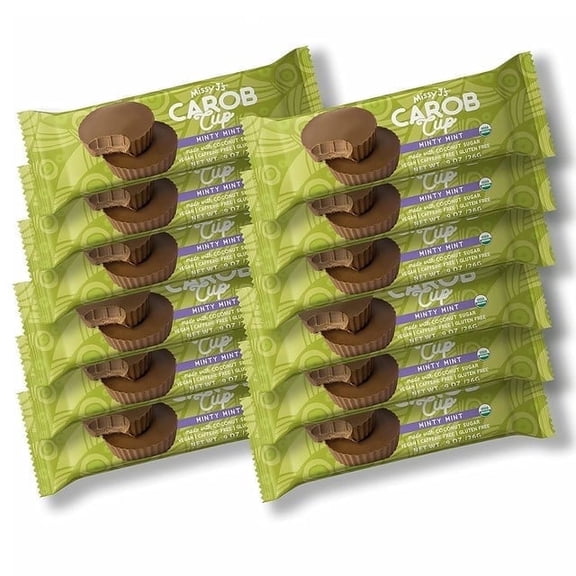 Missy Js Organic Mint Carob Cups Chocolate Substitute Healthy Low Calorie Snacks 0.9 oz 12 Pack