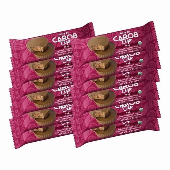 Missy Js Organic Peanut Butter & Jelly Carob Cups 0.9 oz 12 Pack Gluten Free Healthy Snack