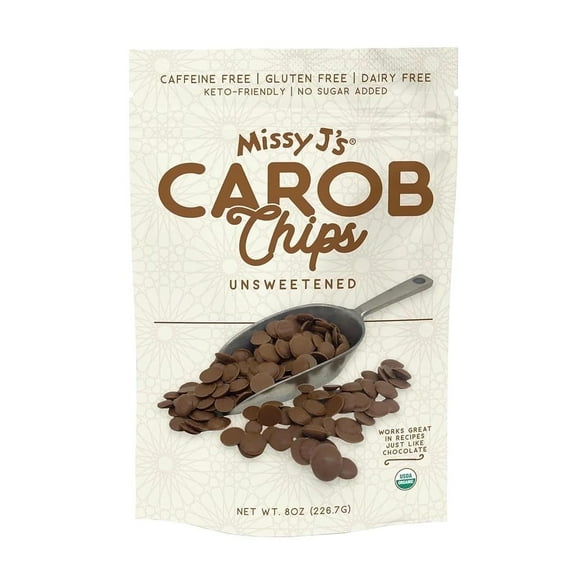 Missy J’s Organic Unsweetened Carob Chips Chocolate Substitute Healthy Desserts 8 oz 1 Pack