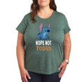 thumbnail image 1 of Missy Plus Size Disney Lilo & Stitch Nope Not Today Graphic Tee Color: Heather Juniper Size: 1X, 1 of 2