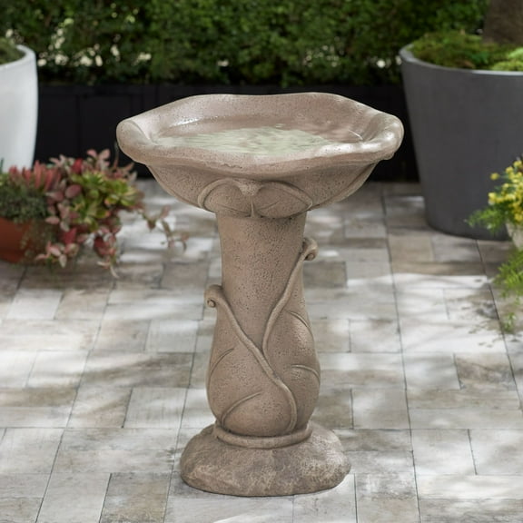 Missy Water Lily 23" High Large Rustic Outdoor Decor Light Brown Cement Floor Fountain Bird Bath Outside Garden