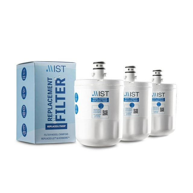 Mist LT500P Refrigerator Water Filter Replacement for LG, Compatible with 5231JA2002A, GEN11042FR-08, ADQ72910911, ADQ729109012, Kenmore 9890, LFX25974ST, LMX25964ST, 3-Pack