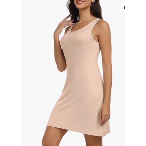 Mist Azur Women Full Slip for Under Dress Sleeveless Wide Straps Mini Slip Dress Nightgown 3761