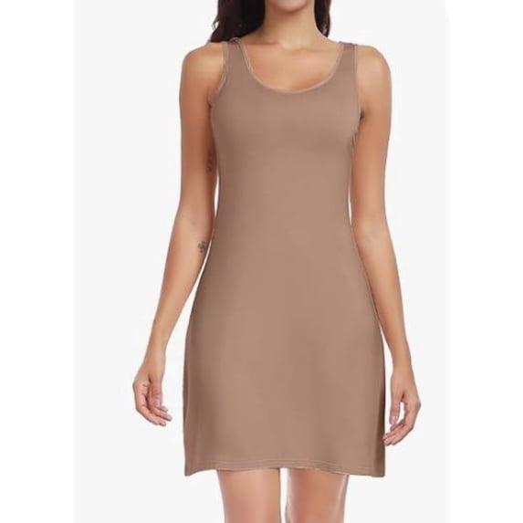 Mist Azur Women Full Slip for Under Dress Sleeveless Wide Straps Mini Slip Dress Nightgown 3761