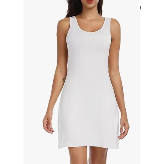 Mist Azur Women Full Slip for Under Dress Sleeveless Wide Straps Mini Slip Dress Nightgown 3761