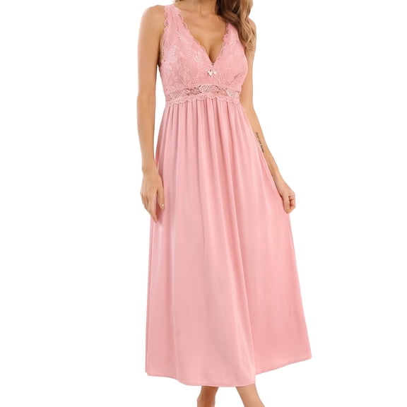 Mist Azur Womens Sexy Nightgowns Long Floral Lace silky Lingerie supportive Chemises for Women Elegant Sleepwear