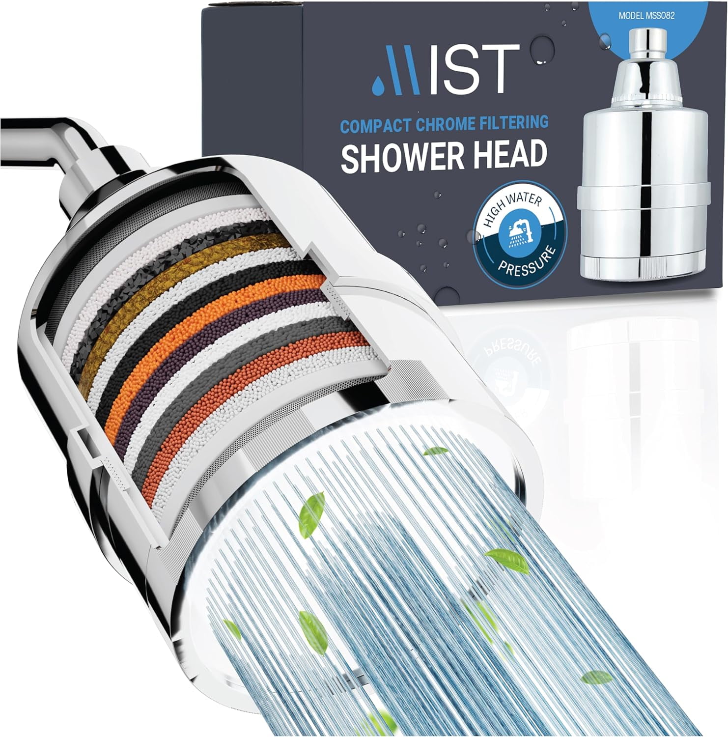 Compact Chrome Handheld Mist Shower Head with Filter