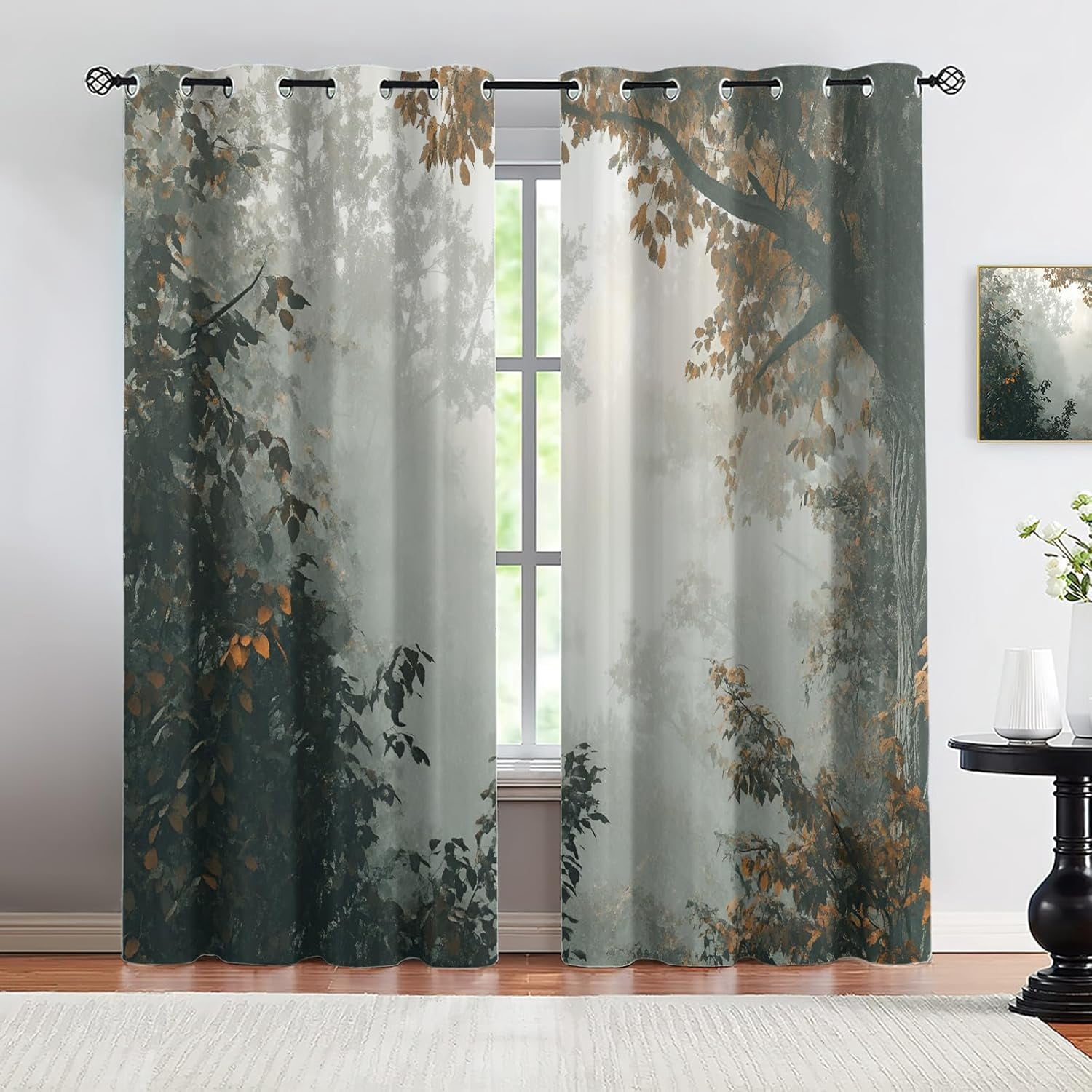 Mist Forest Blackout Curtains, Woodland Landscape Drapes for Bedroom ...