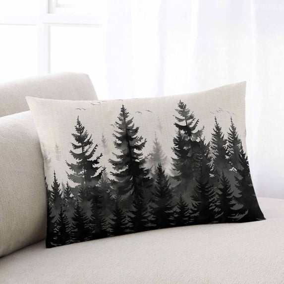 Mist Forest Standard Pillow Covers, Beige Farmhouse Vintage Nature Scenery Soft Throw Pillow Cases with Invisible Zipper, Decorative Pillowcase Pillows Protectors for Sofa Bed Chair 20"x26"