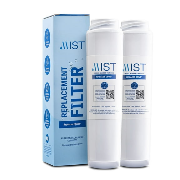 Mist GSWF Refrigerator Water Filter Replacement Cartridge for GE, Compatible with GSWF Smart Water, GSWFDS, 100749-C, 100810/A, 238C2334P001, Kenmore 46-9914- GE, 2-pack