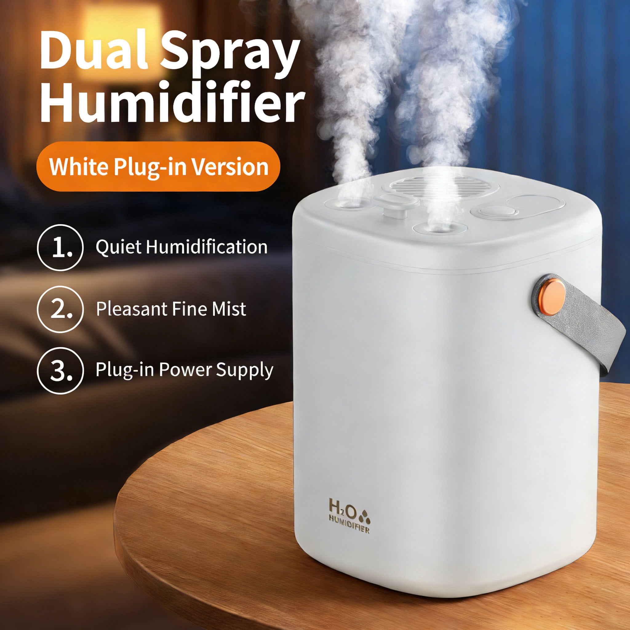 Mist Humidifier, Super Easy to Fill and Clean, Quiet Operation for Bedroom Home Baby & Plants,Digital Display,Plug-in Model，White