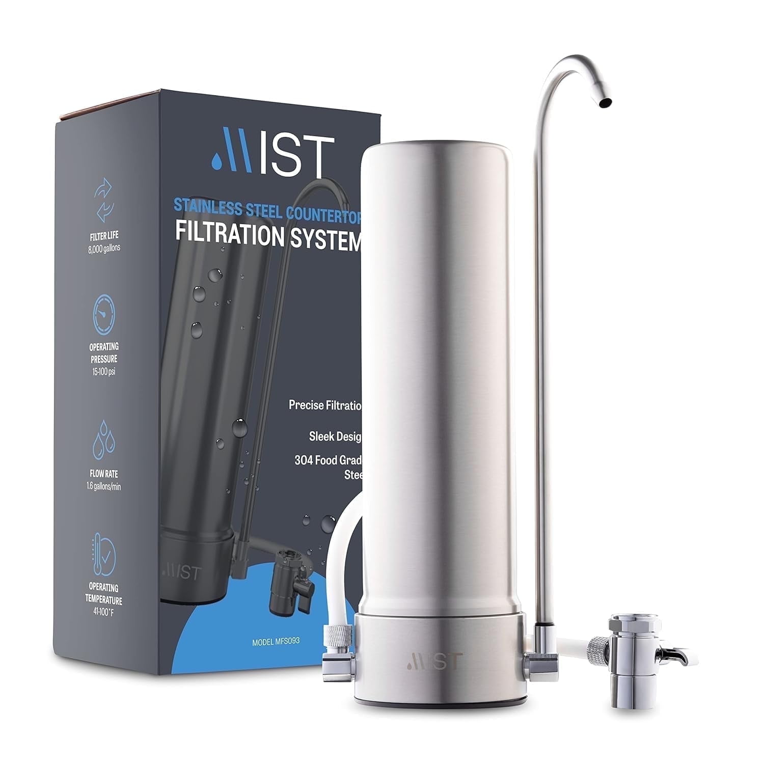 Mist MFC093 Countertop Water Filter Replacement for Mist Countertop Filtration System, Compatible with MFS093, 8000 Gallon Capacity