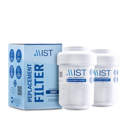 Mist MWF Refrigerator Water Filter Replacement Cartridge for GE, Compatible with MWFP, MWFA, GWF, HWF, Smart Water, WFC1201, Kenmore 9991, 469991, WFC1201, GSE25GSHECSS, 2-pack