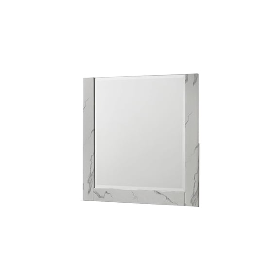 Mist Mirror White Two-Tone High-Gloss Marble & Lacquer Frame with Oversized Reflective Surface(INCLUDES MIRROR ONLY)