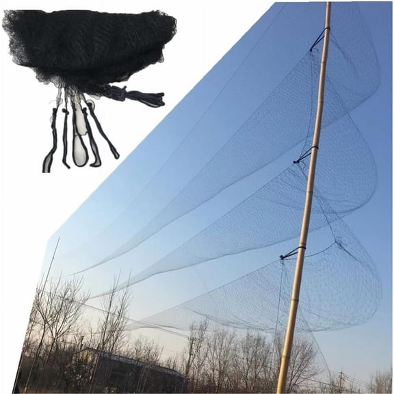 Mist Net Deep Pockets Nylon 110/2D 15mm Mesh Size Bird Netting,Invisible Net,Anti Wind System,Airport Bird Prevention (10x30 ft)