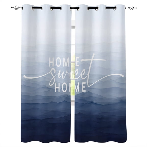 Mist Ocean Kitchen Curtains Coastal Indigo Gray Ombre Sea Waves Minimalist Cafe Short Curtains for Bathroom Blackout Window Curtain Small Window Tier Drapes for Bedroom Living Room 27.5"x39"x2
