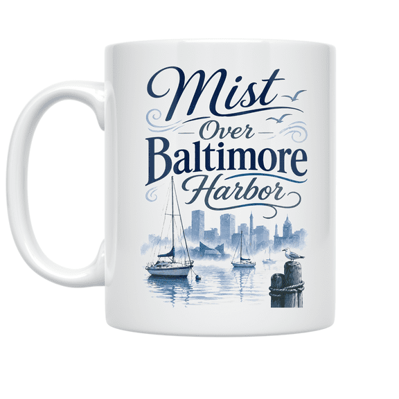 Mist Over Baltimore Harbor - Nautical Lover - 11 oz Ceramic Coffee Mug