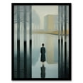 thumbnail image 1 of Mist Reflection Surreal Landscape with Lone Woman Art Print Framed Poster Wall Decor 12x16 inch, 1 of 5