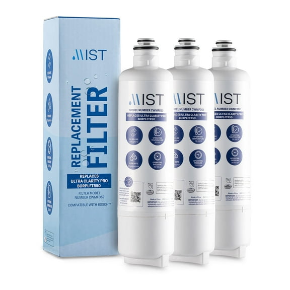 Mist Refrigerator Water Filter Replacement Compatible with Bosch BORPLFTR50, BORPLFTR55, 12033030, 11032531, WFS200MF, RA450022, REPLFLTR55, 3-pack