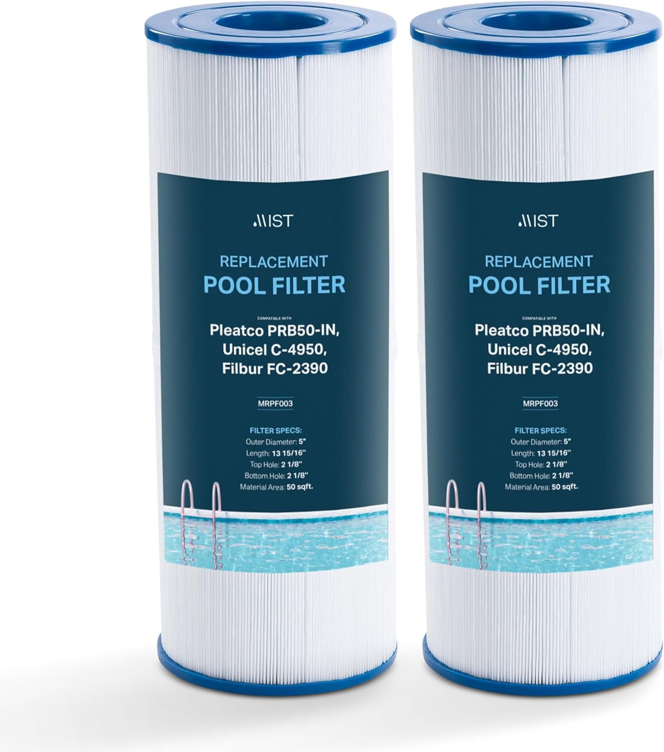POOLPURE PLFPRB25-IN Hot Tub Filter Replace Unicel C-4326, Guardian 413-106, Filbur FC-2375, FC-2370, 3005845, 17-2327, 100586, 33521, 25392, 817-2500, 5X13 Drop in Spa Filter 2 Pack
