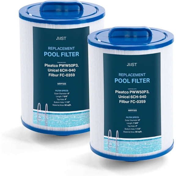 Mist Replacement Pool Filter Cartridge for Pleatco PWW50P3, Unicel 6CH-940, Filbur FC-0359, 2-Pack