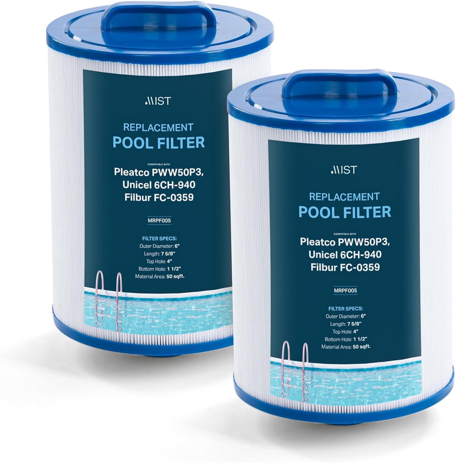 Mist 50 Sq Ft Blue and White Polyester Pool Filter Cartridge