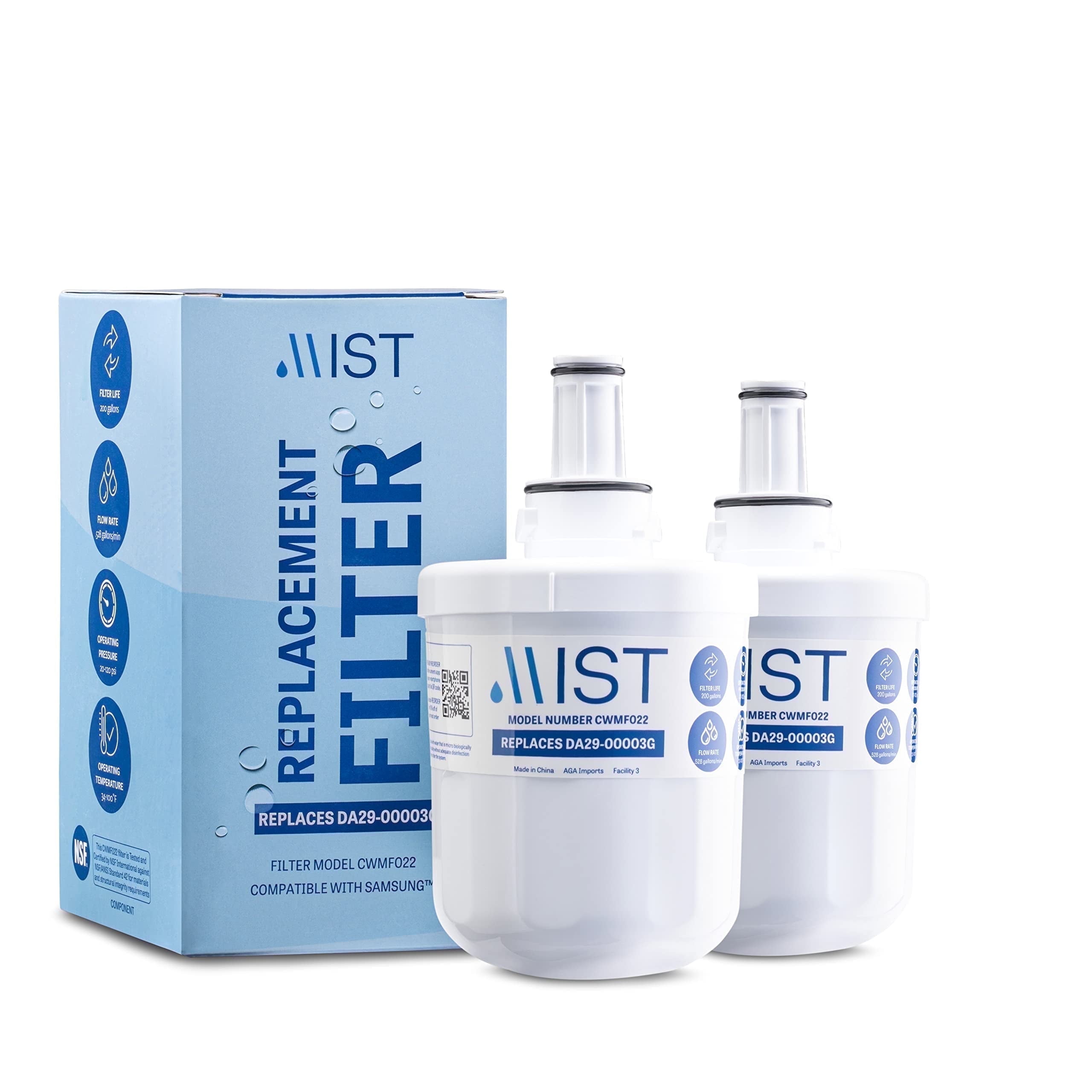 Mist DA29-00003G Refrigerator Water Filter Replacement for Samsung DA29-00003F, HAFCU1 NSF Certified