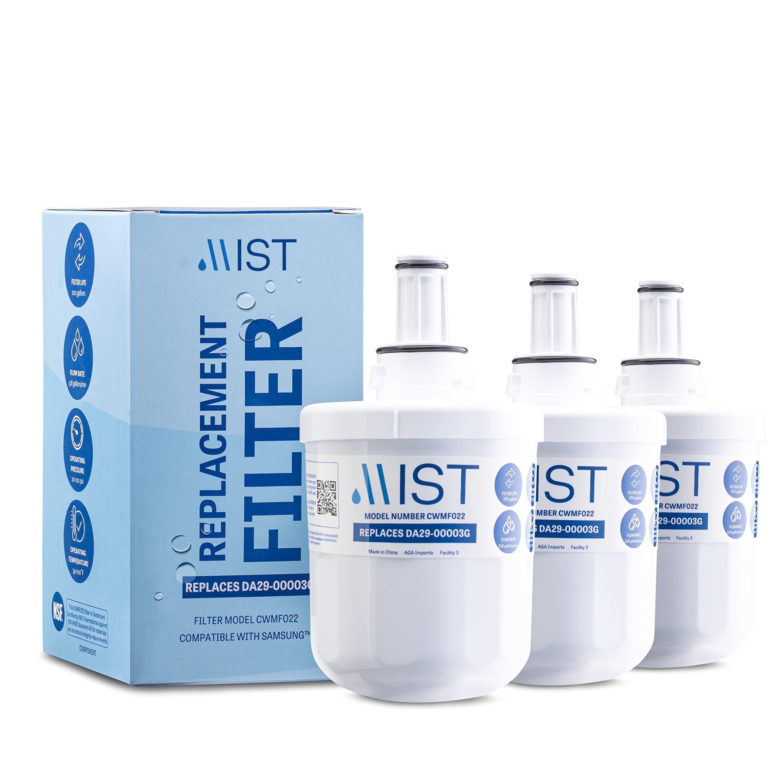 Mist DA29-00003G Refrigerator Water Filter Replacement for Samsung DA29-00003F, HAFCU1 NSF Certified