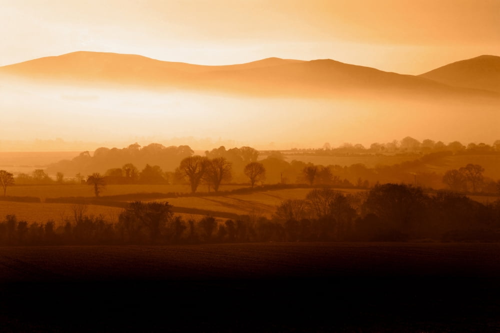 Mist Shrouded Knockmealdown Mountains From Ballymacarbry County Waterford Ireland Canvas Art - Panoramic Images (27 x 9)