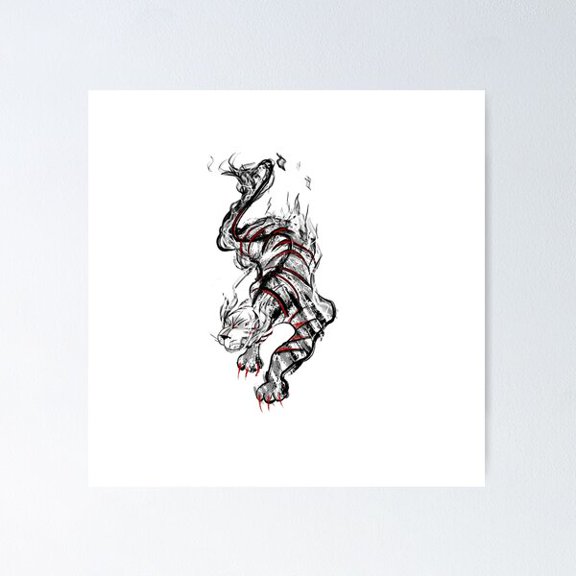 Mist Tiger Poster Wall Art, Modern Wall Decor For Living Room Bedroom, 24x24 UNFRAMED