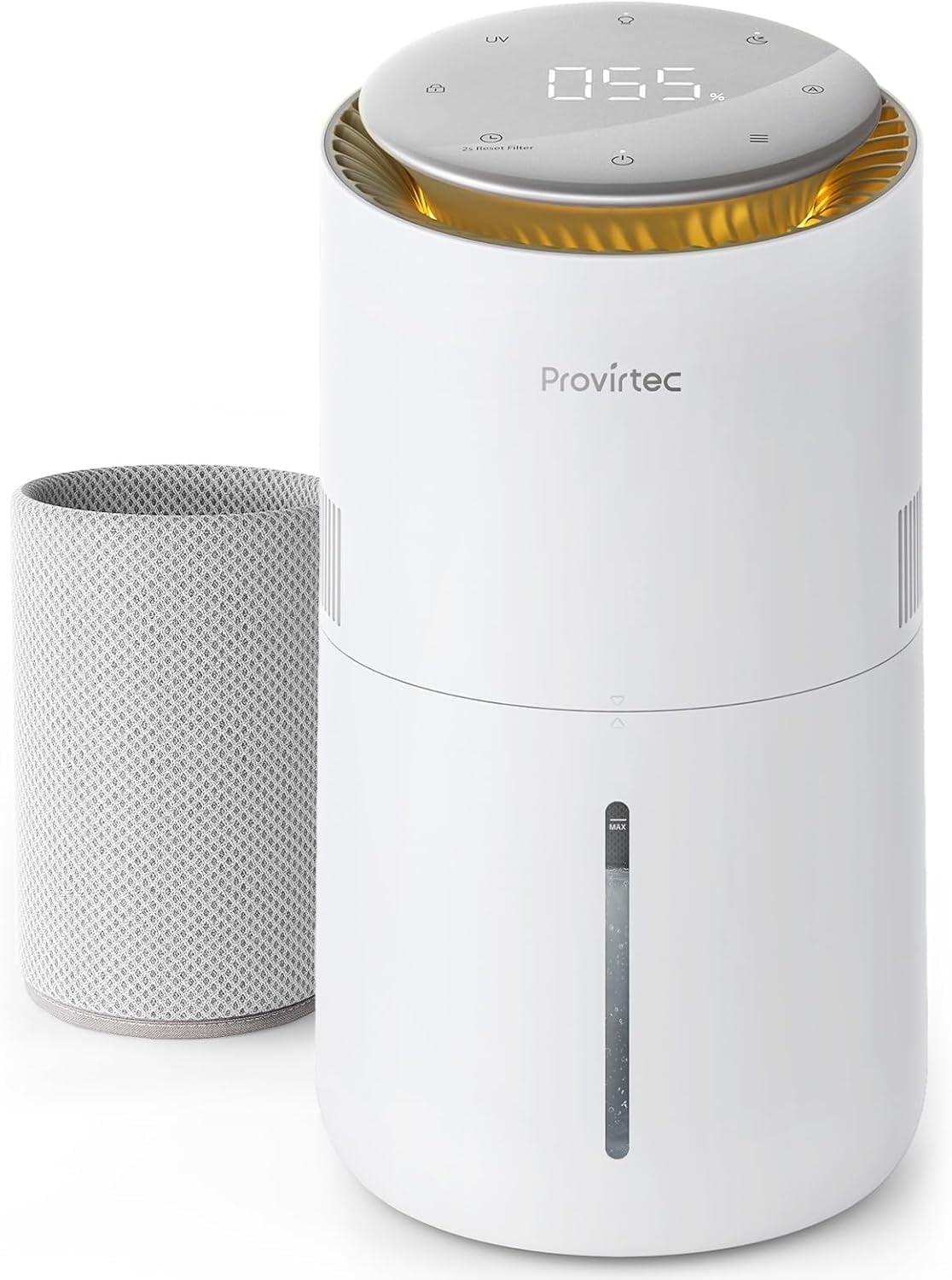 MistFree Evaporative Humidifier for Bedroom, 3L No White Dust for Sensitive Individuals & Kids, Auto Humidity Control, Ultra Quiet Sleep Mode, Easy Clean Tank for Office & Small Room HC13