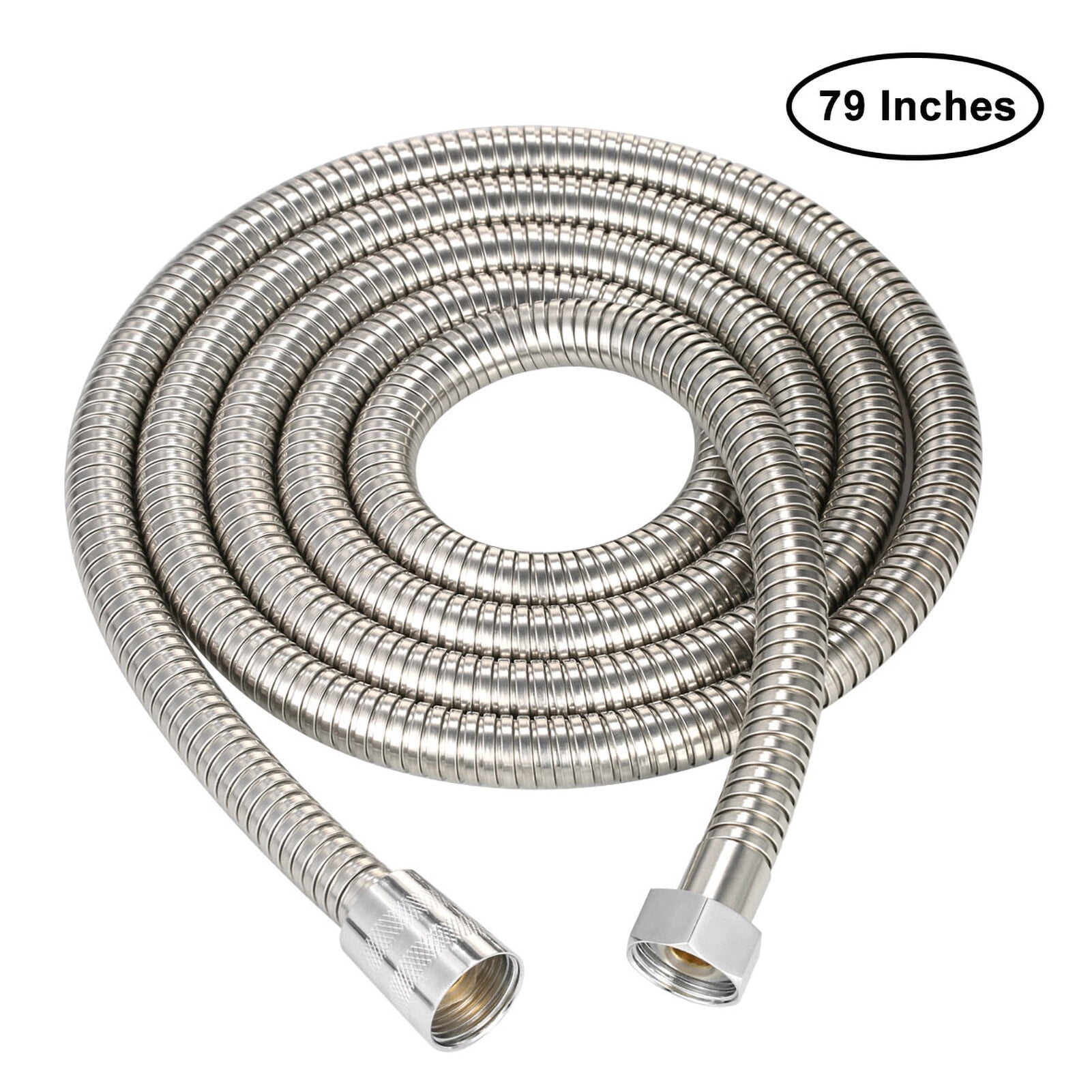 79-Inch Silver Stainless Steel Flexible Shower Hose with Brass Fittings