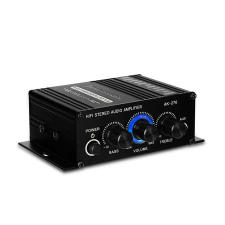 Mistaha AK270 Mini Audio 2-Channel Stereo Power Amplifier Portable Sound Amplifier AUX Input Speaker Amp for Car and Home