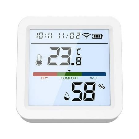 Mistaha Tuya WiFi BT Dual-Mode Temperature Humidity Tester LCD Backlight Display Mobilephone APP Remotely Control Intelligent Linkage Compatible with Alexa and Google Home for Voice Control