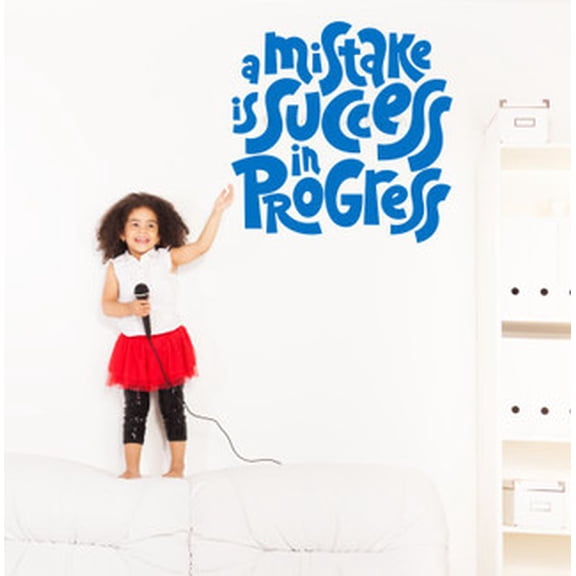 Mistake Success in Progress Inspirational Quotes School Wall Decals - Decals for Classroom - Quote Decals for Wall - Die-Cut Vinyl Wall Art for Positivity 23x23-Inch Traffic Blue