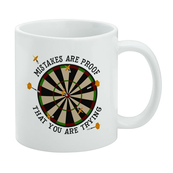 Mistakes Are Proof That You Are Trying Darts Funny White Mug