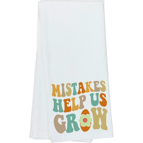 Mistakes Help Us Grow Quote, Groovy Retro Wavy Text Merch Gift, Dish Towel, 16 x 25 IN