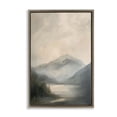 thumbnail image 1 of Stupell Industries Misted Mountain Lake Scene Brown Framed Floater Canvas Wall Art, design by Petal Prints Design, 1 of 9