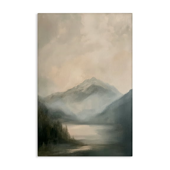 Stupell Industries Misted Mountain Lake Scene Canvas Wall Art, design by Petal Prints Design
