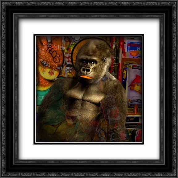 Mister Big 2x Matted 20x20 Black Ornate Framed Art Print by de Haas, Mascha